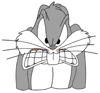 😠 Bugs Bunny Looney Tunes Dibujo animado, Conejo, Enojado, Expresión, Divertido telegram sticker