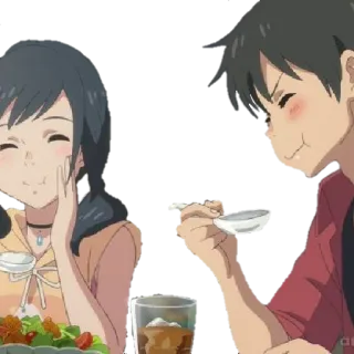 🍲 Аниме, Еда, Пара, Ужин, Еда telegram sticker