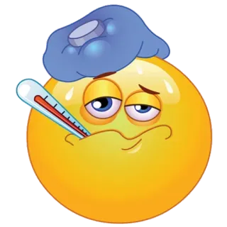 🤒 malade, emoji, thermomètre, fièvre, maladie, rhume, maux de tête whatsapp sticker