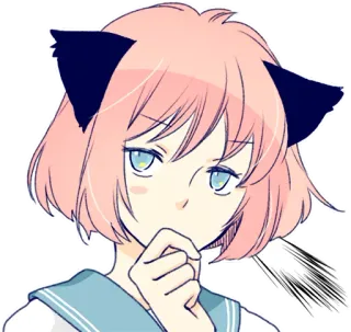 🤔 Anime, Orelhas de gato, Cabelo rosa, Garota, Fofa, Mangá telegram sticker