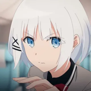 🎭 Anime, Mädchen, weiße Haare, blaue Augen, Cartoon, Illustration telegram sticker