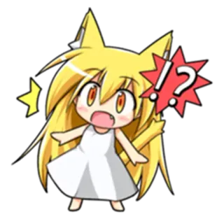 😡 อนิเมะ, ผู้หญิง, น่ารัก, จิบิ, ประหลาดใจ, เครื่องหมายอัศเจรีย์, เครื่องหมายคำถาม telegram sticker