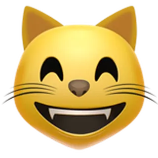 😺 이모지, 고양이, 미소, 동물, 얼굴, 노란색 telegram sticker