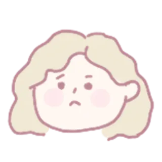 😕 Desenho animado, Fofo, Menina, Rosto, Triste, Ilustração telegram sticker