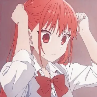 😳 anime meisje, rood haar, schooluniform, schattig, cartoon, illustratie telegram sticker