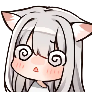 😵 Аниме, Девушка-кошка, Головокружение, Мультфильм, Каваий telegram sticker
