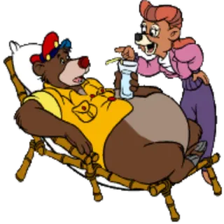 😑 Baloo TaleSpin Bär, Cartoon, Getränk, Käpt'n Balu und seine tollkühne Crew, Disney, animiert telegram sticker
