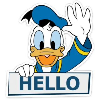 👋 Donald Duck HELLO cartone animato, anatra, disney, ciao telegram sticker