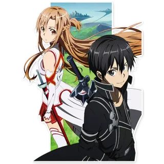 👫 Kirito Sword Art Online 애니메이션, 검, 미술, 온라인, 액션, 모험, 판타지 telegram sticker