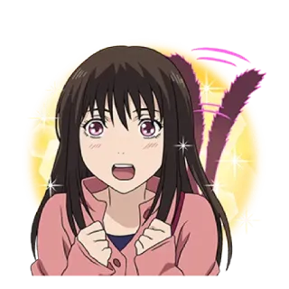 😃 Anime, Menina, Orelhas de gato, Brilhos, Retrato, Desenho animado whatsapp sticker
