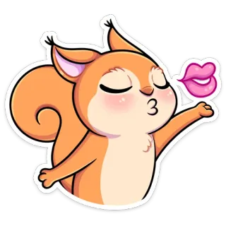 😘 esquilo, beijo, animal, fofo, desenho animado telegram sticker