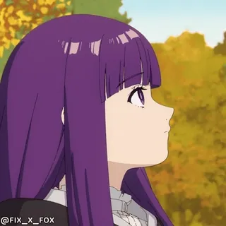 🤗 @FIX_X_FOX 动漫女孩, 紫色头发, 角色, 女性, 插图, 卡通 telegram sticker