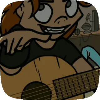 🐱 Kartun, Musik, Gitar, Karakter, Potret telegram sticker