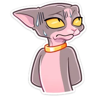 😅 Katze, Sphynx, Haarlos, Cartoon, Nervös, Schwitzen, Besorgt, Tier whatsapp sticker