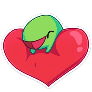 ❤️ Cartone animato, Carino, Cuore, Amore, Verde, Adesivo, Emoji telegram sticker