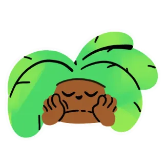 😊 noix de coco, feuilles, tropical, été, somnolent, relaxant, mignon, dessin animé telegram sticker