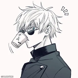 🌐 Gojo Satoru Jujutsu Kaisen オレの Anime, Jujutsu Kaisen, Gojo Satoru, Personnage, Boire, Lunettes de soleil, Manga telegram sticker