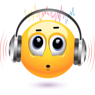 😯 表情符号, 耳机, 音乐, 惊讶, 听 telegram sticker