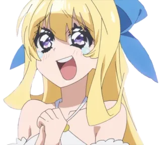 ❤️ Anime, Sticker, Cartoon, Vrouw, Blond haar, Huilend, Blij whatsapp sticker