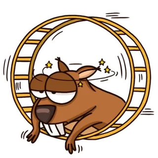 😵 Hamster, Rad, schwindelig, Cartoon, Tier, Nagetier, lustig, Sterne telegram sticker