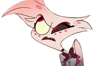 🤨 Angel Dust Hazbin Hotel setan, laba-laba, seringai, alis, kartun telegram sticker