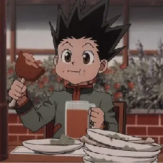 🍜 Gon Freecss Hunter x Hunter anime, character, Gon, eating, food, cartoon telegram sticker