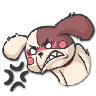 😡 zły, pies, kreskówka, wyraz, czerwony, biały, uszy telegram sticker
