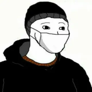 😷 마스크, 비니, Wojak, 사회적 거리두기, 밈 telegram sticker