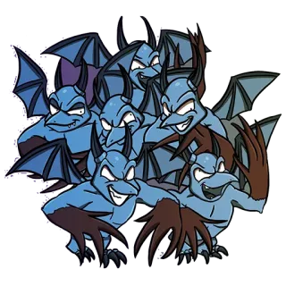 🐉 lutins, démons, fantaisie, cartoon, créatures, diable, monstre whatsapp sticker