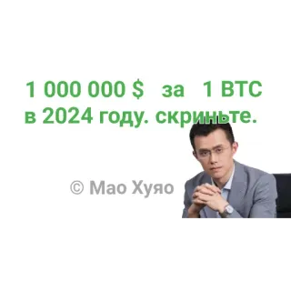 😁 Changpeng Zhao Binance 1 000 000 $ за 1 BTC в 2024 году. скриньте. © Мао Хуяо telegram sticker