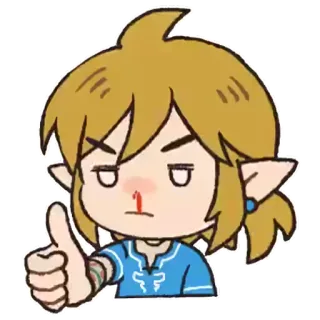 👍 Link The Legend of Zelda Link, Zelda, Pulgar arriba, Videojuego, Hemorragia nasal, Elfo, Chibi telegram sticker