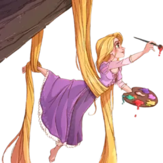 🎨 Rapunzel Tangled disney, putri, artis, kartun, rambut panjang, lukisan telegram sticker