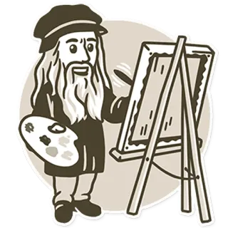 🔵 Leonardo da Vinci Leonardo da Vinci, artista, pintor, arte, caballete, pintura telegram sticker