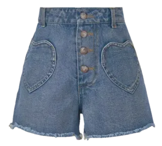 🤩 shorts, denim, fashion, clothing, heart pockets, blue, summer, style telegram sticker