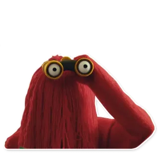 🔭 Red Guy Don't Hug Me I'm Scared レッドガイ, Don't Hug Me I'm Scared, パペット, 見ている, 双眼鏡 telegram sticker