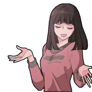 👐 anime, desenho animado, dar de ombros, mulher, pergunta, insegura, garota telegram sticker