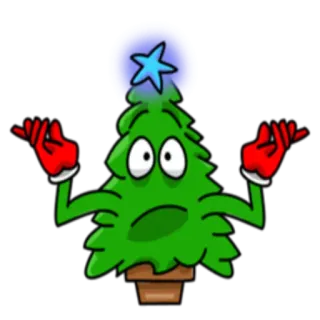 🤗 árbol de navidad, dibujos animados, fiesta, navidad, estrella, confundido telegram sticker