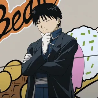 💙 Roy Mustang Fullmetal Alchemist Bear Roy Mustang, Fullmetal Alchemist, Anime, Thinking, Pensive, Sticker, FMA telegram sticker