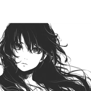 🫥 Anime, Mangá, Garota, Preto e branco, Retrato telegram sticker