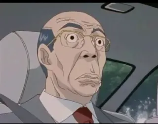 😂 Anime, Mann, Fahren, Brille, Anzug, Schockiert, Ausdruck telegram sticker