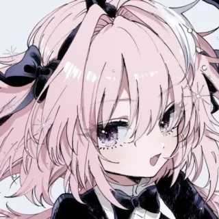 ❤️ Anime, Manga, Portret, Postać, Ilustracja, Różowe włosy telegram sticker