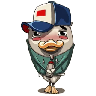 😽 pato, desenho animado, personagem, fofo, chapéu, garrafa, kawaii, arte digital whatsapp sticker