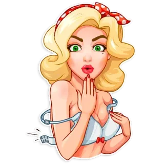 😱 pin-up, sexy, donna, bionda, retrò, lingerie whatsapp sticker