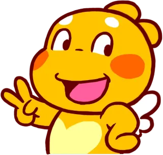 ✌ น่ารัก, การ์ตูน, สีเหลือง, ตัวละคร, สัญลักษณ์สันติภาพ, น่าเอ็นดู telegram sticker