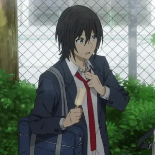 🌚 Anime, Uniforme escolar, Chico, Helado, Estudiante telegram sticker