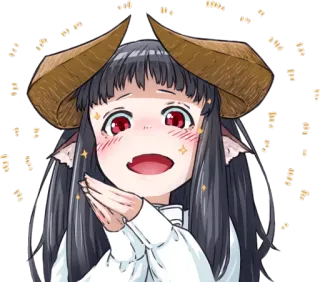 😃 アニメ, 女の子, 角, 可愛い, キラキラ, 幸せ, キャラクター telegram sticker
