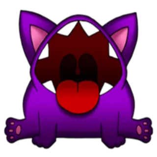 😫 monster, creature, animal, cartoon, mouth, tongue, purple telegram sticker