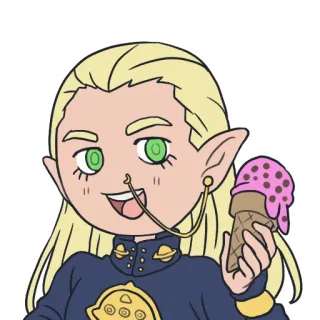 👽 animé, glace, blond, elfe, mignon, kawaii telegram sticker