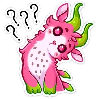 🤔 Drachenfrucht, süß, Tier, Aufkleber, kawaii, Fragezeichen telegram sticker