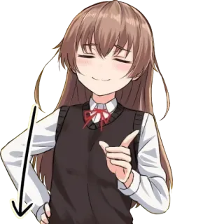 ☝️ Anime, Meisje, Cartoon, Personage, Wijsvinger, Pijl omlaag telegram sticker